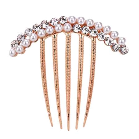 Fem-tandet Hårtilbehør Perle Krystal Hårkam Voksen Hårklips Knold Hårnål B