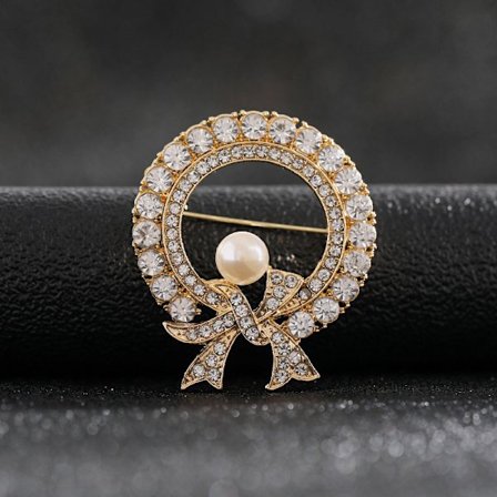 Rhinestone Bow Brosch Kvinnlig Högkvalitativ Koreansk Temperament Pärla