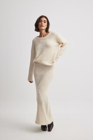 NA-KD Knitted Maxi Skirt - Strickröcke - Beige - Medium