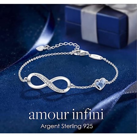 Damer 925 Sterling Silver Infinity Armband, Justerbar