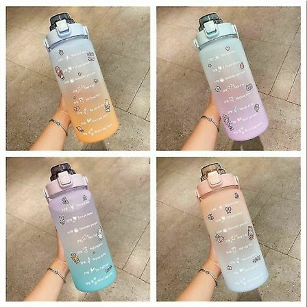 2l sportvattenflaska Stor kapacitet Stråtid Gradient Vattenkopp Fitness Grind Arenaceous Paragraph