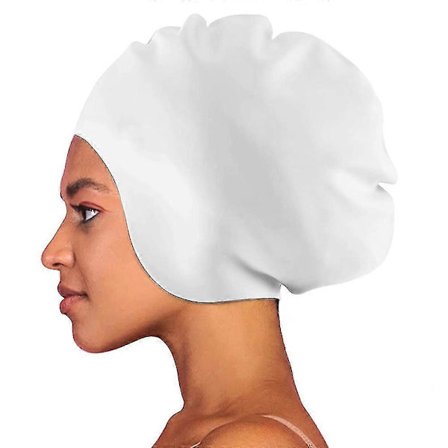 Stor badehætte til kvinder og mænd, vandtætte silikonebadehætter til langt hår, tykt krøllet hår fletninger - bevarer frisuren