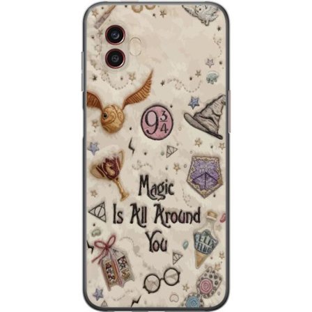 Kompatibel Mobilcover til Samsung Samsung Galaxy Xcover6 Pro Broderet magisk illustration med symboler, citater og eventyrinspireret fantasi der skabe