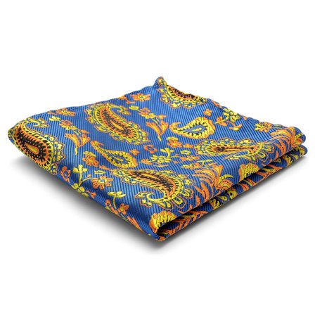 Pañuelo de bolsillo de seda con estampado de cachemir naranja para hombres - Pañuelos de bolsillo estampados