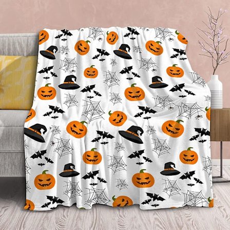 Tæppe Halloween Dekoration Græskar Fleece Letvægts Plaider Gave Til Fødselsdag Jul Bløde Flanelltæpper Til Alle Sæsoner Seng Sofa - 40x50 Tommer