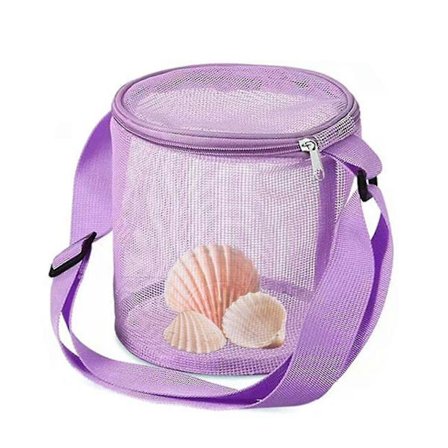 Lasten rantakassi, simpukankuorien keräilykassi, verkko lelujen säilytyskassi säädettävällä olkahihnalla, hiekkaa hylkivä ja kokoontaitettava 