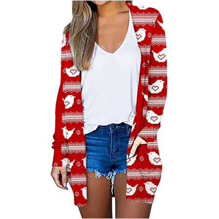 Långärmad Printed Med Snöflinga För Damer