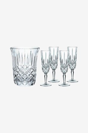 Nachtmann - Champagneglas och champagnekylare Noblesse, set i 5 delar - Transparent - Vinglas - Från Homeroom