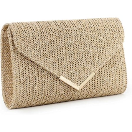 Strå Clutch Veske Raffia Rattan Sommer Kveldveske Vevde Strandvesker for Kvinner Bryllup Ferie Reise Party 2024 (FMY)