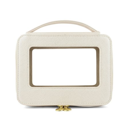 Klar sminkeveske med glidelås, transparent kosmetikkveske for bil, bærbar sminkeveske for reise, krem