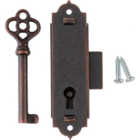 Smal Planmonteret Standur eller Skabsdørslås med Nøgle - Vintage NPI