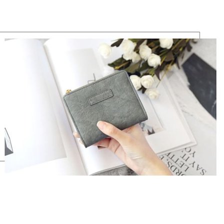 En gråblå plånbok, 11,5 cm × 10 cm × 2,5 cm, koreansk stil för kvinnor