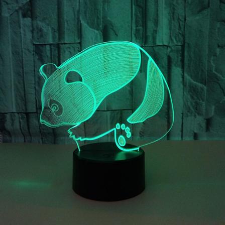 3D Illusion Lampe LED Panda Natlampe Dyr Legetøj 7 Farve Skiftende Berøringsfølsom Skrivebordslampe med USB Kabel Dekoration til Soveværelse