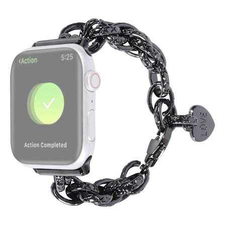 Apple Watch (45 mm) klockarmband i rostfritt stål med hänge - Svart