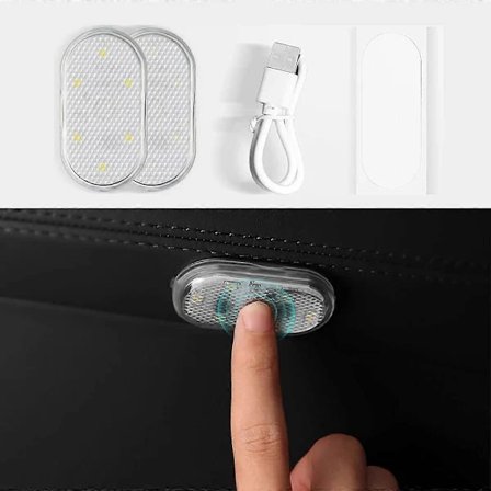 2 st Bil LED-lampor Interiör, LED Interiör Bil Lampor med 6 Ljusa LED-lampa Pärlor, Portabel, USB Uppladdningsbar Belysning Lampa (Varmvitt Ljus)