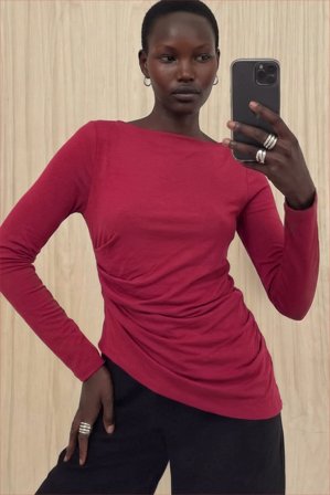 Premium Selection Haut drapé à dos ouvert - - Rouge - XL