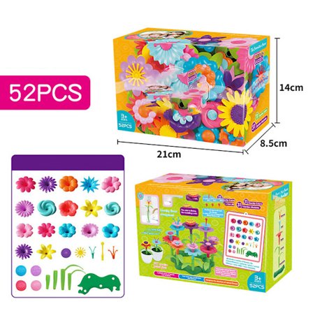 (52 PCS) Blomsterhage Byggesett for Jenter 3 4 5 6 År Gamle