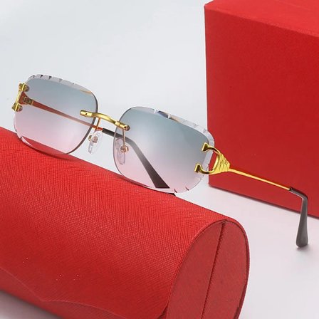 Partihandel Cartiering Lyxig Fashion Designer Solglasögon Kvinnor Buchstaben Märken Ramlösa Solglasögon Män