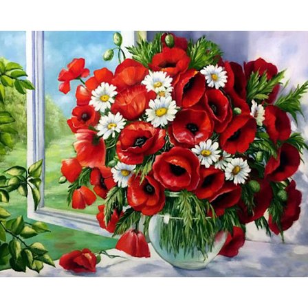 30 x 40 cm, Timanttimaalaus Timanttikirjonta Maalauskanvas punainen kukka 5d Maalaus Lapsi Aikuinen Strassit Paljon Palapeli Piirustus Seinäkoriste 