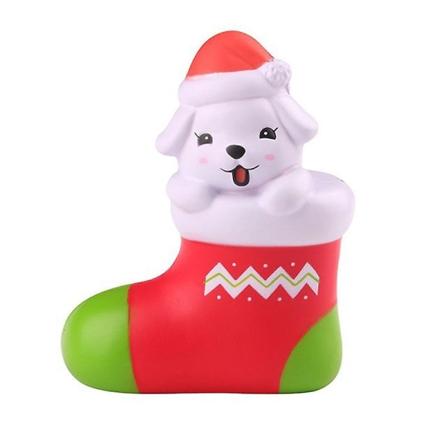 Kawaii Julstrumpa Hund Squishies Pu Simulering Squishy Långsamt Stigande Kläm Leksaker Baby Barn Fest Xmas Present