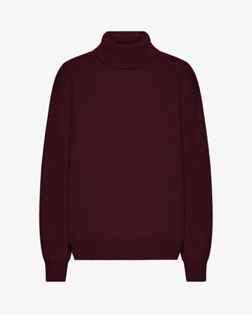 Merino Wool Turtleneck - Oxblood Red - Female - M