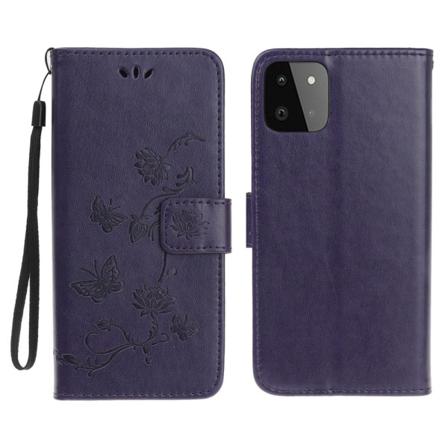 Butterfly Plånboksfodral Samsung Galaxy A22 5g - Mörk Lila