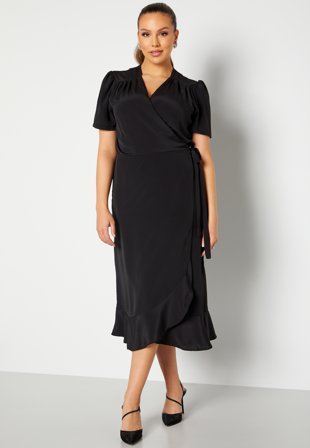 John Zack Curve Short Sleeve Wrap Frill Curve Dress Klær