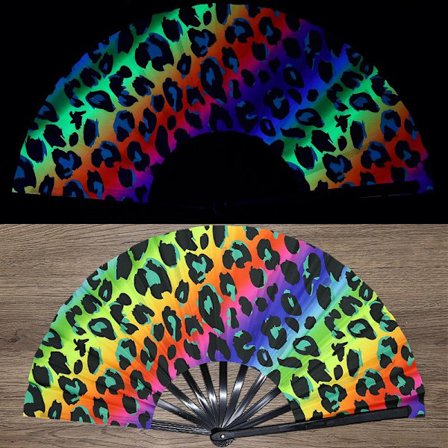 Kung Fu Fläkt UV Tryck Fluorescerande Fläkt Bambu Ben Vikbar