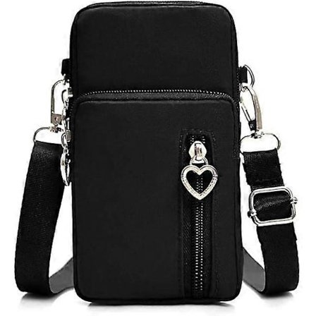 Dam Messenger Bag Casual 3-lagers Crossbody Väska Mobiltelefonväska Hjärtformad Dragkedja Armhängande Ficka