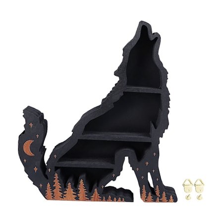 Wolf Tre Krystallhylle Klassisk Flerlags Dekorativ Krystallhylle Display for Hjem Soverom Stue Wolf Venstre YEMAA