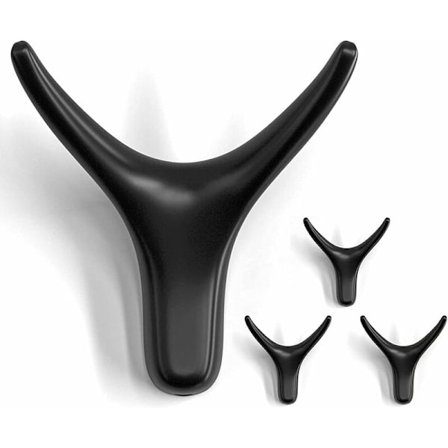 Pyyhekoukut 4 kpl, Lehmänpääseinäkoukut, Keittiövälineet ja pyyhkeet olohuoneessa, keittiössä, makuuhuoneessa ja kylpyhuoneessa (musta)