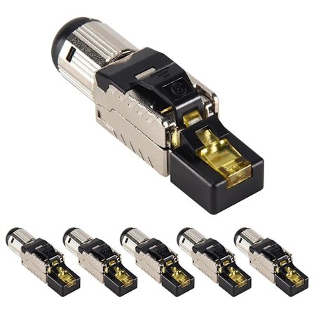 6-pack työkaluton suojattu RJ45 Cat 8, Cat8 kentän päätepistoke, Cat8 liitin, Cat8 pistoke