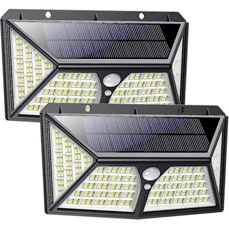 Solcellelys for utendørs, [utvidet versjon - 2 stk] 100 LED solcellelys utendørs med bevegelsessensor [1200mah] superlys