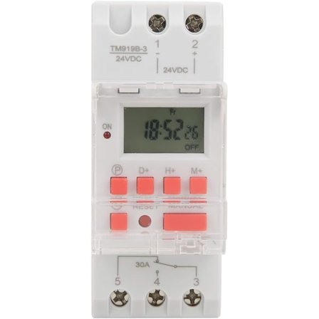 DC 24V Timer, 30A Ukentlig 12/24 Timer, Programmerbar Timer, 16 På/Av Per Dag, LCD Elektronisk Digital Kontroll, Tidsrelé med Vanntett Deksel
