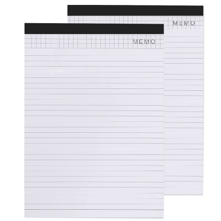 A4-størrelse påfyllingspapir bredt linjert skriveblokk for PU-lær Padfolio Portfolio Klippbord Kalkulator Notisblokk 2-pakning 25 ark per notisblokk