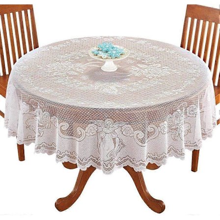 Rund Vintage Engel Blonde Duk Rund Bordduk Dekke Hjemmefest Dekor Åpent Mønster Dekor