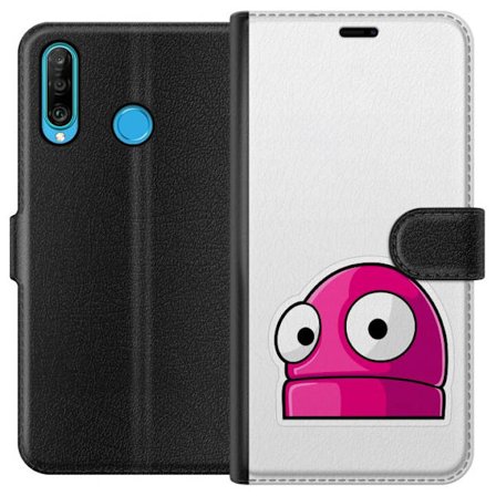Kompatibel Tegnebogsetui til Huawei Huawei P30 lite Rosa tegneseriefigur med store øjne i legende og humoristisk stil