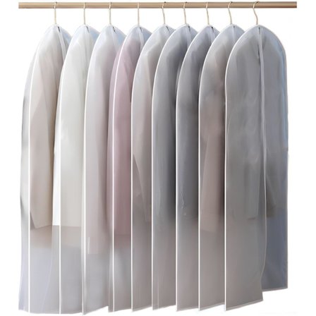 10-pakning klesposer med glidelås, klare klesposer, 60 x 100 cm, klesbeskyttelse, egnet for blazere, jakker og aftenkjoler