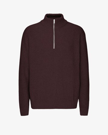 Merino Quarter Zip - Oxblood Red - Male - M