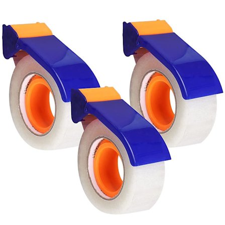 3 stk pakketape med dispenser, hånddispenser, ergonomisk håndholdt blå pakketape dispenser