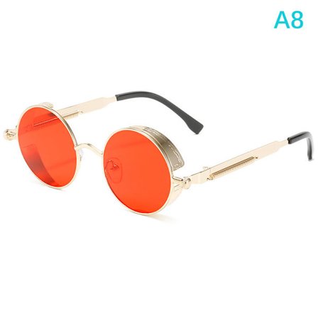 Klassiska gotiska Steampunk Solglasögon Mode Runda Glasögon A2