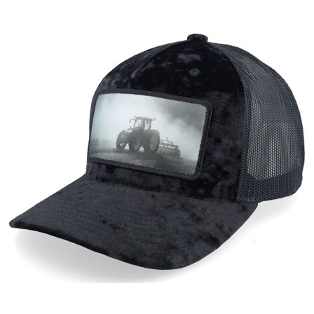 Calza Pennello - Sort trucker Kasket - Tractor Black & White Patch Velvet Black A-Frame Trucker @ Hatstore