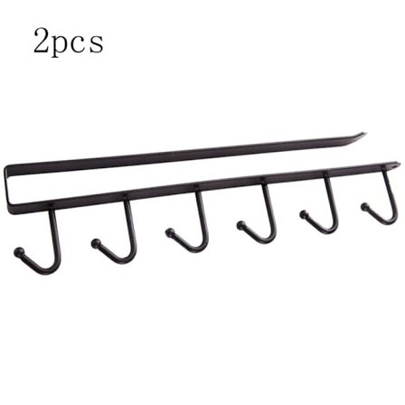 Tassenhalter, 2 Stück Schrankeinsatz Tassenhalter Haken ohne Bohren für 12 Tassen (schwarz)