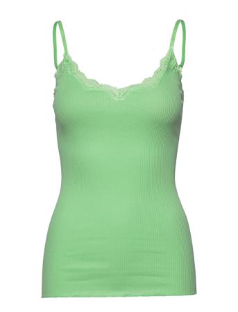 Organic Strap Top W/Lace Top Ærmeløs Top Grøn Rosemunde