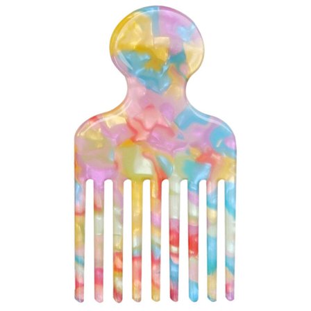 Bredtandet kam til krøllet og naturligt hår med ergonomisk håndtag og glatte, afrundede tænder (FMY)