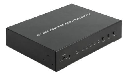 Delock 4 in 1 Multiview - KVM / lyd / USB-svitsj - 4 porter