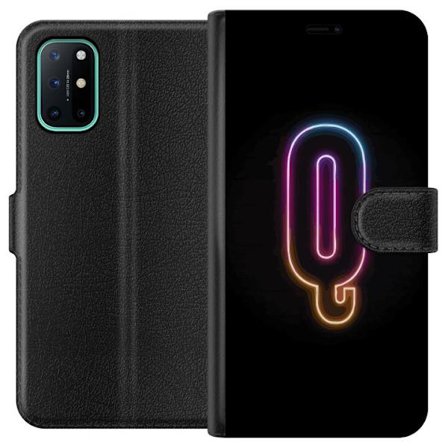 Kompatibel Tegnebogsetui til OnePlus OnePlus 8T Minimalistisk neonbogstav Q i lyse farver mod mørk baggrund