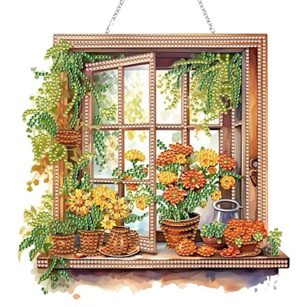 Vindue Diamant Kunst Hænge Kit, Dobbeltsidet DIY Rhinestone Maleri med Akryl Diamanter til Væg Hjem Haveindretning