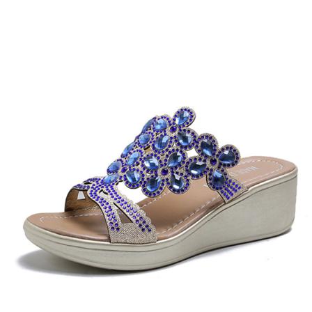 Dam Kilsandaler Mules Skor Sommar Beach Skor Tofflor Blue 35