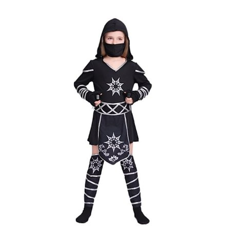 Ninja Cosplay-kostyme for jenter til Halloween, Ninja-rollelekantrekk for barn til temafester og forestillinger